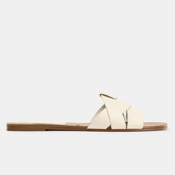 Zara Flat Crossed Leather Sandals - Picture 7 of 8
